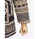 Original Creation Loose Long Sleeves Beads Printed V-Neck Blazer Outerwear