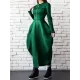 Split-Joint Zipper Round-Neck Maxi Dress Coat Bubble Dress