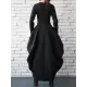 Split-Joint Zipper Round-Neck Maxi Dress Coat Bubble Dress