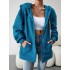 Drawstring Zipper Long Sleeves Loose Hooded Outerwear Jackets