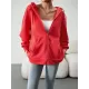 Drawstring Zipper Long Sleeves Loose Hooded Outerwear Jackets