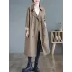 Buttoned Pockets Long Sleeves Loose Notched Collar Trench Coats