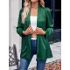 Solid Color Long Sleeves Loose Collarless Outerwear