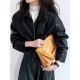 Solid Color Zipper Long Sleeves Loose Lapel Collar Outerwear Jackets&Coats