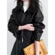 Solid Color Zipper Long Sleeves Loose Lapel Collar Outerwear Jackets&Coats