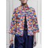 Loose Three-Quarter Sleeves Contrast Color Printed Lapel Collar Outerwear