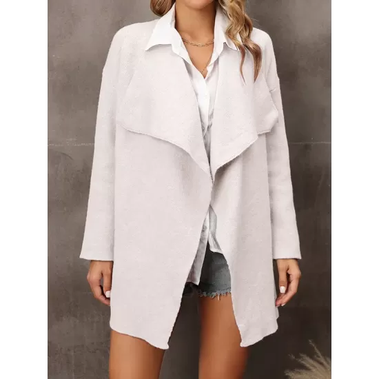 Solid Color Batwing Sleeves Long Sleeves Lapel Outerwear