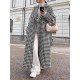 Houndstooth Split-back Split-Joint Tied Waist Long Sleeves Loose Lapel Trench Coats