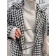 Houndstooth Split-back Split-Joint Tied Waist Long Sleeves Loose Lapel Trench Coats