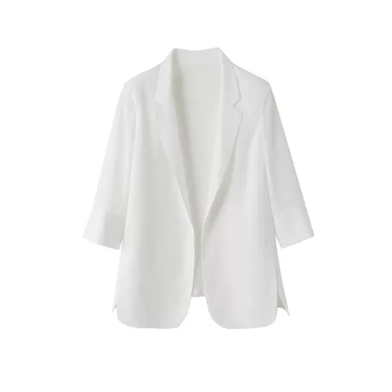 Solid Color Split-Side Sun Protection Long Sleeves Loose Notched Collar Outerwear Blazer