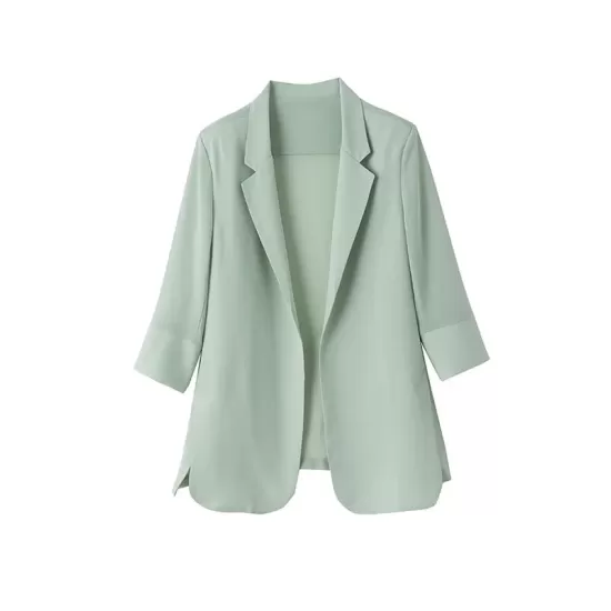 Solid Color Split-Side Sun Protection Long Sleeves Loose Notched Collar Outerwear Blazer