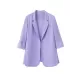 Solid Color Split-Side Sun Protection Long Sleeves Loose Notched Collar Outerwear Blazer