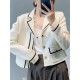 Buttoned Pockets Long Sleeves Loose Notched Collar Woolen Coat Outerwear