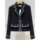 Buttoned Pockets Long Sleeves Loose Notched Collar Woolen Coat Outerwear