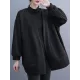 Pockets Solid Color Long Sleeves Loose Collarless Outerwear