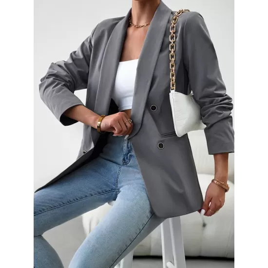 Split-Joint Long Sleeves Loose Lapel Outerwear Blazer