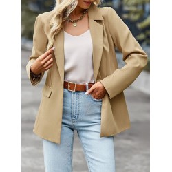 Solid Color Split-Joint Long Sleeves Loose Lapel Outerwear Blazer