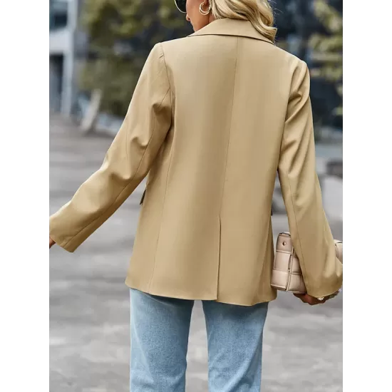 Solid Color Split-Joint Long Sleeves Loose Lapel Outerwear Blazer