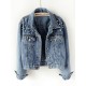 Denim Split-Joint Long Sleeves Lapel Jackets