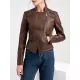 Split-Joint Zipper Long Sleeves Mock Neck Outerwear PU Jackets