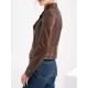 Split-Joint Zipper Long Sleeves Mock Neck Outerwear PU Jackets