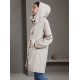 Buttoned Drawstring Elasticity Hooded Pockets Split-Back Waterproof Long Sleeves Loose High-Neck Trench Coats