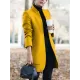 Long Sleeves Solid Color Split-Joint Stand Collar Outerwear Woolen Coat