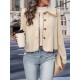 Buttoned Split-Joint Long Sleeves Loose Lapel Outerwear