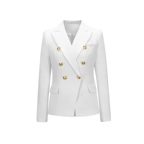 Buttoned Long Sleeves Notched Collar Outerwear Blazer