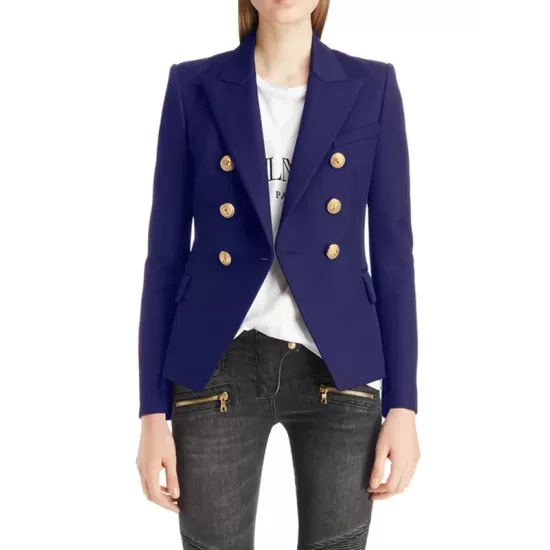 Buttoned Long Sleeves Notched Collar Outerwear Blazer