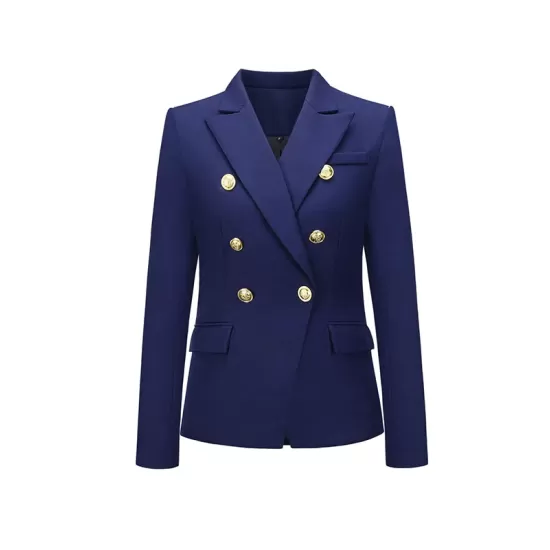 Buttoned Long Sleeves Notched Collar Outerwear Blazer