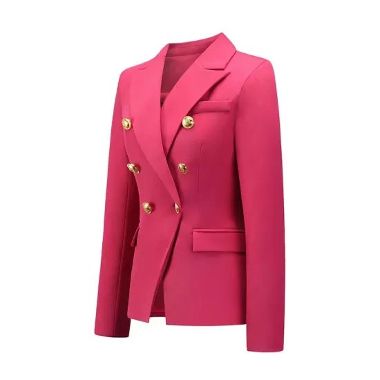 Buttoned Long Sleeves Notched Collar Outerwear Blazer