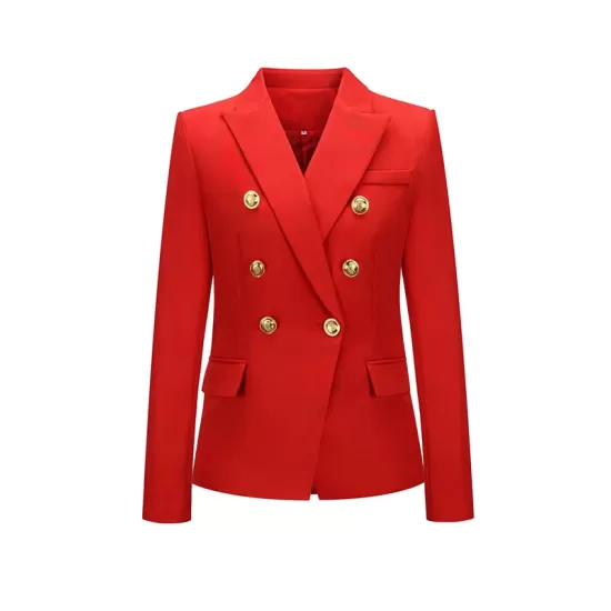 Buttoned Long Sleeves Notched Collar Outerwear Blazer