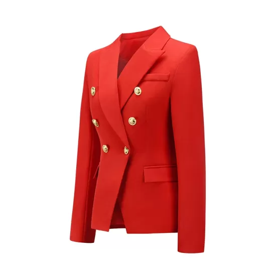 Buttoned Long Sleeves Notched Collar Outerwear Blazer