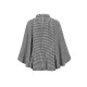 Houndstooth Tied Waist Batwing Sleeves Long Sleeves Stand Collar Outerwear Cape