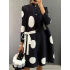 Long Sleeves Loose Asymmetric Buttoned Polka-Dot Tied Mock Neck Jackets&Coats Midi Dresses Outerwear