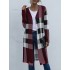 Plaid Long Sleeves Loose Collarless Outerwear