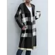 Plaid Long Sleeves Loose Collarless Outerwear