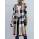 Plaid Long Sleeves Loose Collarless Outerwear