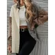 Buttoned Leopard Pockets Split-Joint Long Sleeves Loose Lapel Outerwear Jackets