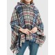 Fringed Hooded Keep Warm Plaid Shawl&Cloak Cape