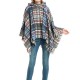 Fringed Hooded Keep Warm Plaid Shawl&Cloak Cape