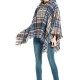 Fringed Hooded Keep Warm Plaid Shawl&Cloak Cape