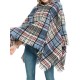 Fringed Hooded Keep Warm Plaid Shawl&Cloak Cape