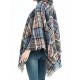 Fringed Hooded Keep Warm Plaid Shawl&Cloak Cape