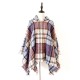 Fringed Hooded Keep Warm Plaid Shawl&Cloak Cape