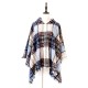 Fringed Hooded Keep Warm Plaid Shawl&Cloak Cape