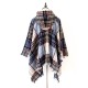 Fringed Hooded Keep Warm Plaid Shawl&Cloak Cape