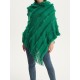 Hooded Keep Warm Solid Color Tasseled Shawl&Cloak Cape