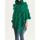 Hooded Keep Warm Solid Color Tasseled Shawl&Cloak Cape